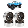 4Pcs 1.9in Beadlock Wheel Rims Crawler Wheel Hub RC Aluminium Alloy Crawler Car Rims for Axial SCX10 90046 1/10 RC Accessories Upgrades (Black Gold) view 3