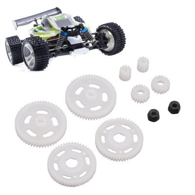 1/24 RC Pinion Gear, RC Spur Gear Pinion Conversion Kit White Lightweight RC Motor Transmission Gear Nut for Axial SCX24 1/24 RC Vehicle Accessories