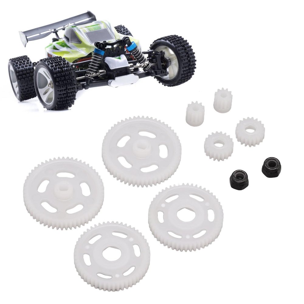 1/24 RC Pinion Gear, RC Spur Gear Pinion Conversion Kit White Lightweight RC Motor Transmission Gear Nut for Axial SCX24 1/24 RC Vehicle Accessories