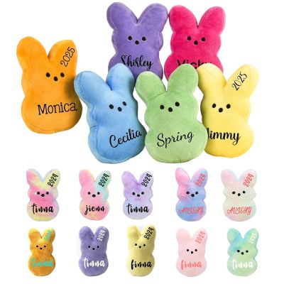 2025 Personalized Easter Bunny Plush Toy Easter Basket Stuffer Custom Name Peeps Plush Bunny Boys Girls Easter Gift Party Swap Gift