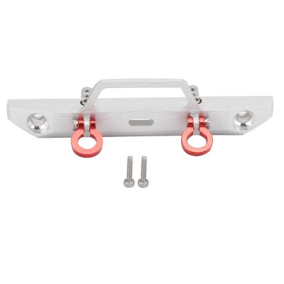 1/24 RC Aluminum Alloy Metal Front Bumper Bumper Accessories with Tow Hook for Axial SCX24 90081 RC Crawler Car Upgrades (Silver)