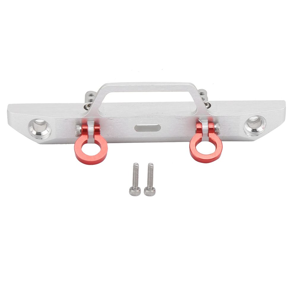 1/24 RC Aluminum Alloy Metal Front Bumper Bumper Accessories with Tow Hook for Axial SCX24 90081 RC Crawler Car Upgrades (Silver)