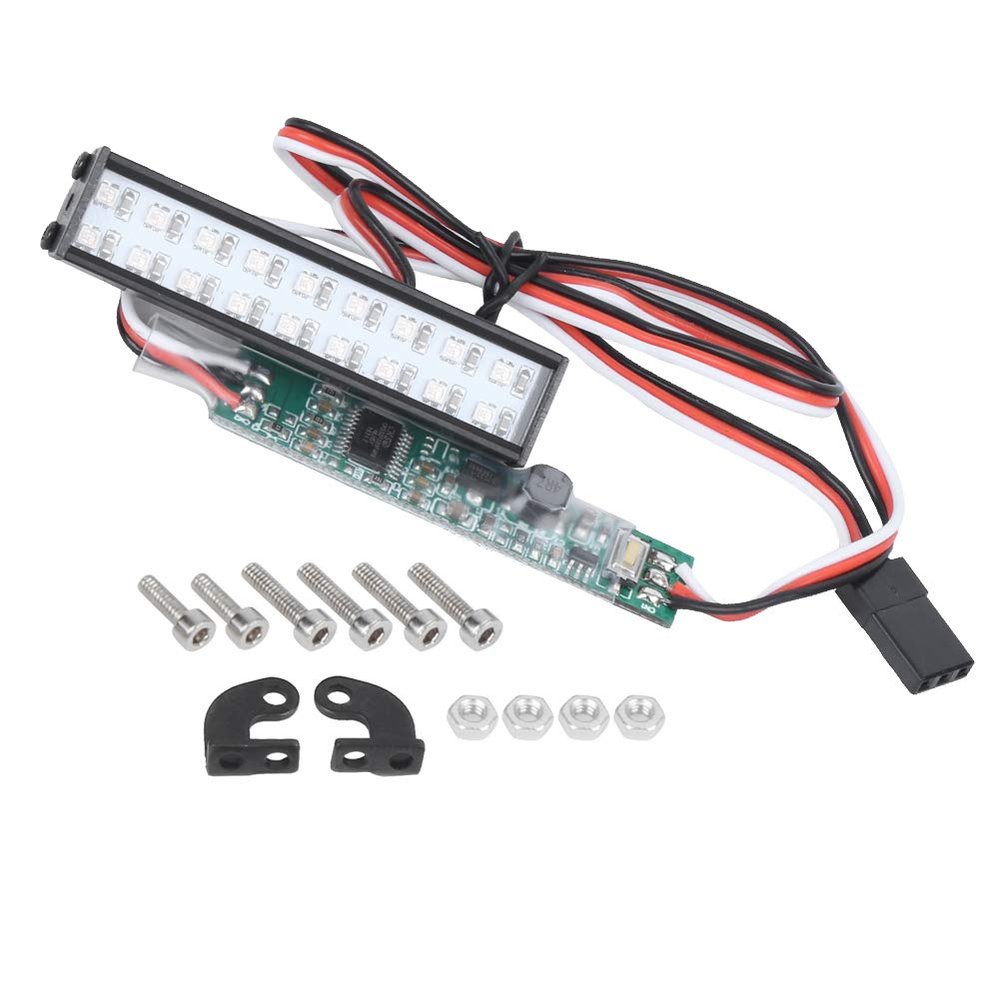 equlup 18LED Colorful RC Roof Light Bright Light 55mm RC Light Bar Fit for Traxxass RC Car Roof Lamp RC Crawler Accessories Upgrades