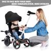 6-in-1 Baby Tricycle, Folding Kids Trike with Adjustable Parent Handle, Safety Harness, Wheel Brakes, and Removable Canopy, Stroller Bike Gift for Toddlers (Black) view 2