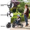 6-in-1 Baby Tricycle, Folding Kids Trike with Adjustable Parent Handle, Safety Harness, Wheel Brakes, and Removable Canopy, Stroller Bike Gift for Toddlers (Black) view 4