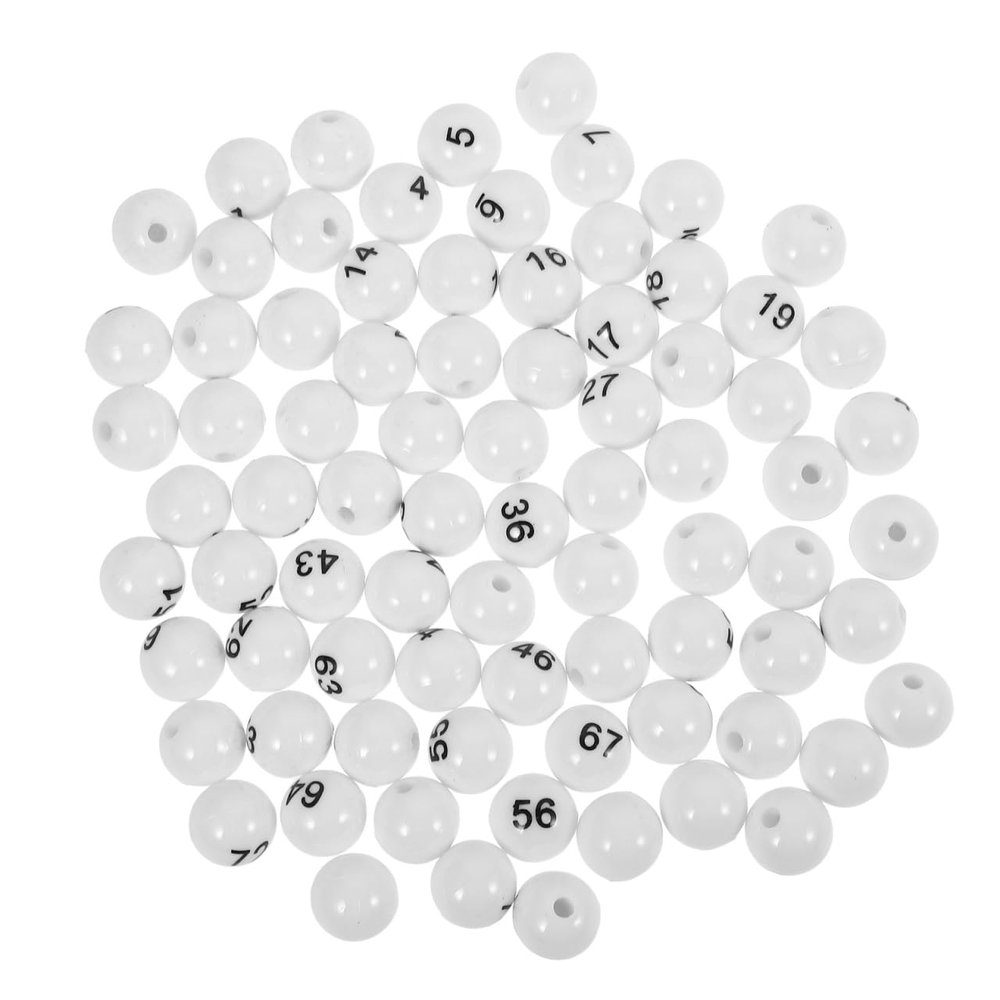 VICASKY Bingo Balls Only Ball Replacement Entertainment Plastic White Machine Tickets Game Boards Raffle Numbers 1-75 Numbered Mini Small 75pcs Props Easy to Find No Fading Lightweight