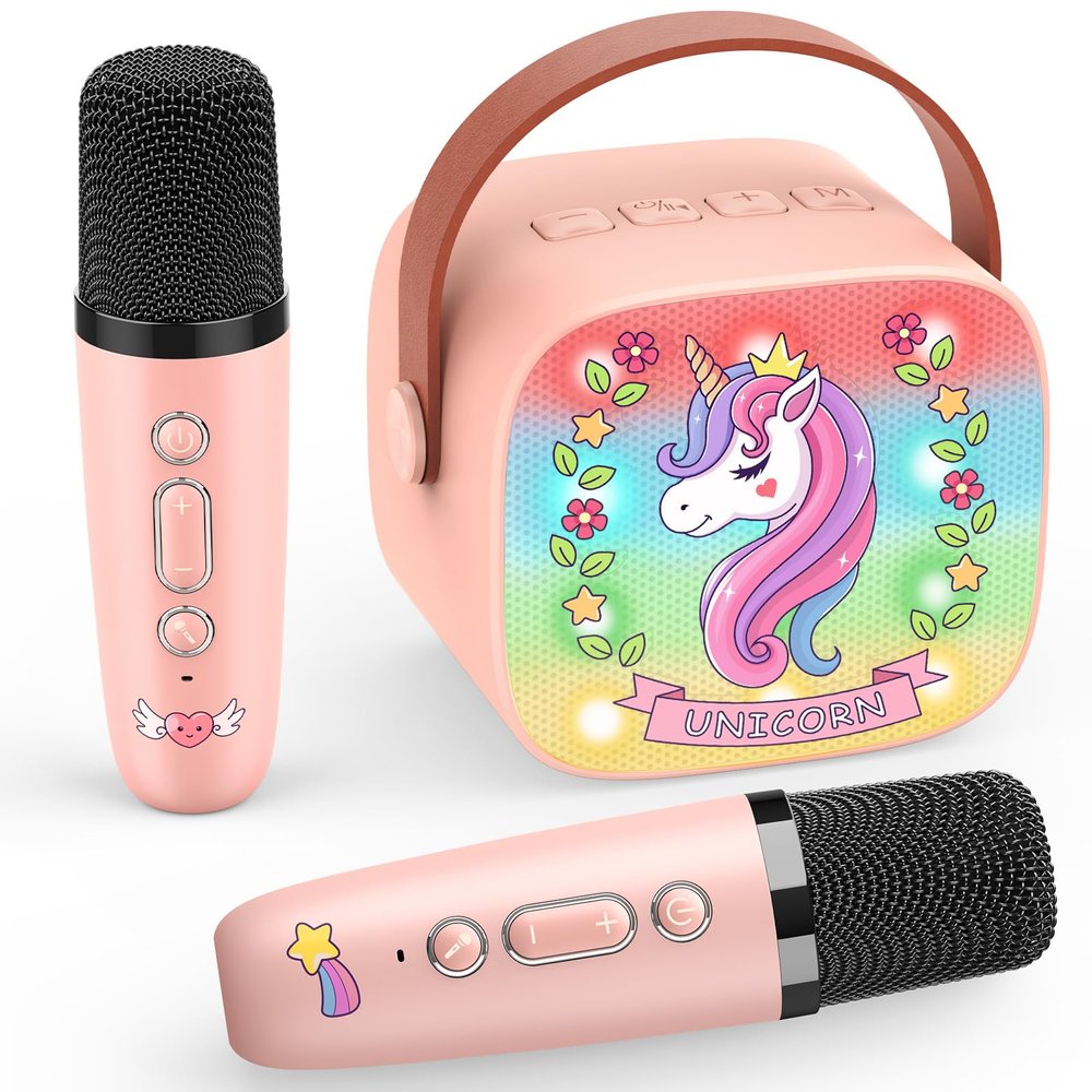 Mini Karaoke Machine with 2 Wireless Karaoke Microphones