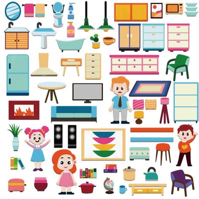 BEUNITONE Felt Story Board Set 59 Pcs Large Home Life Theme Preschool Storytelling Board Pieces for Early Storytelling Felt Flannel Board Story Set for Birthday Gifts Classroom Wall Hanging