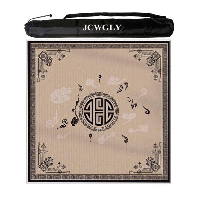 Square Mahjong Mat with Carrying Bag, Thicke Noise Reducing Table Cover for Poker Cards Board Tiles Games with Anti Slip Rubber Backing(Black,90x90 cm/35.43x35.43 in)