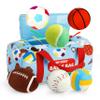 Vanmor Sensory Sports Balls for Babies 6-12M+, 6 Pack Machine Washable Plush Ball Set with Crinkle, Rattles, Squeaky Sounds, Toddler Learning Toys, Portable Travel Bag, for Newborn view 1