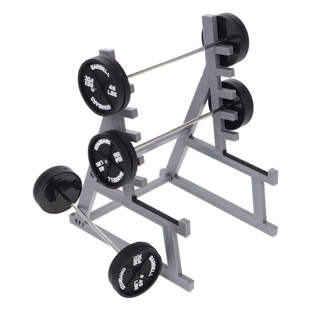 Abaodam 1set Miniature Fitness Equipment Barbell Display Stand with Squat Rack for Unique Desk Decor for Fitness Enthusiasts Students and Friends Compact Gym Furniture