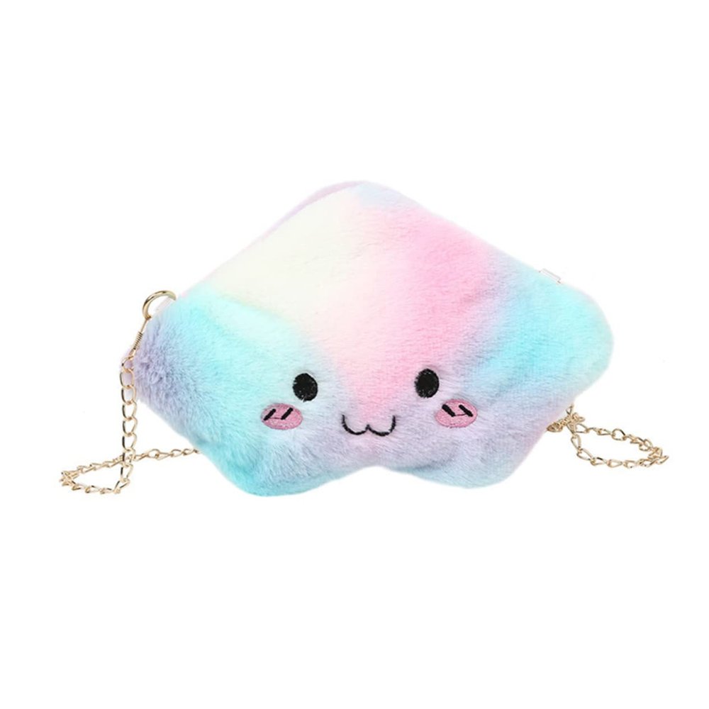 SAFIGLE Cute Plush Cloud Shaped Crossbody Bag for Boy Girl Stylish Cartoon Chain Bag for Girls for Parties Beach and Shopping Holds Phone and Essentials