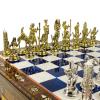 15" Ancient Egypt Themed Chess Set- Large Size Handmade Chessboard with Storage Drawer Antique Style Metal Chess Pieces- Unique Gift for Birthday (Blue Pearl) view 1