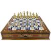 15" Ancient Egypt Themed Chess Set- Large Size Handmade Chessboard with Storage Drawer Antique Style Metal Chess Pieces- Unique Gift for Birthday (Blue Pearl) view 2