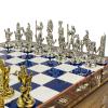 15" Ancient Egypt Themed Chess Set- Large Size Handmade Chessboard with Storage Drawer Antique Style Metal Chess Pieces- Unique Gift for Birthday (Blue Pearl) view 3