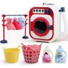 Srliya Mini Washing Machine Toy for Kids, Sealing Drainage, Music, Educational Tool, High Density Rubber, 7-14 Years Old, Plastic, as Shown, 21 * 11 * 21 cm, 1set (Red)