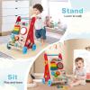 BABY JOY Wooden Baby Walker, Sit to Stand Baby Push Walker with Wheels & Storage Space, Push and Pull Learning Activity Center, Montessori Educational Toy Gift for Boys & Girls view 3