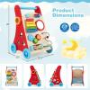 BABY JOY Wooden Baby Walker, Sit to Stand Baby Push Walker with Wheels & Storage Space, Push and Pull Learning Activity Center, Montessori Educational Toy Gift for Boys & Girls view 4