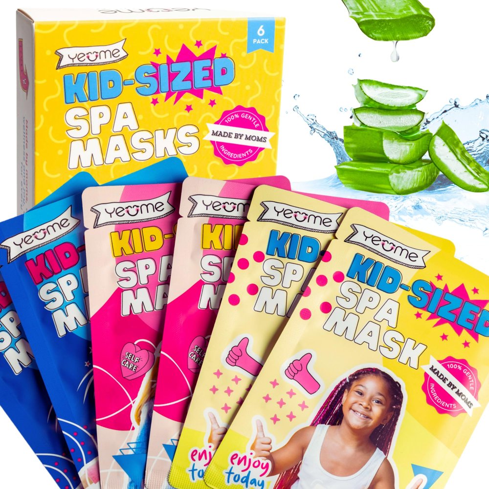 Yeme Kid-Sized 3 Ingredient Face Masks for Girls (6-Pack) Sensitive Skin Extra Gentle Formula, Kids Spa Day & Sleepover Activity, Mommy & Me Self Care, Birthday Party Supplies