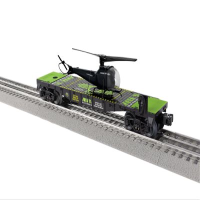 Lionel Area 51 UFO Recovery O Gauge Model Train Flatcar with Helicopter Load