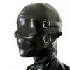 Latex Hood Unisex Mask Solid Color with Rear Zipper Handmade for Fetish Party Catsuit halloween Clubwear (with long nase tube and dental guard, XL) view 1