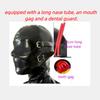 Latex Hood Unisex Mask Solid Color with Rear Zipper Handmade for Fetish Party Catsuit halloween Clubwear (with long nase tube and dental guard, XL) view 2