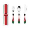 Flag of Kenya Children's three-piece knife, fork and spoon set, made of plastic PP and 430 stainless steel, portable view 1