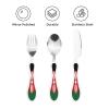 Flag of Kenya Children's three-piece knife, fork and spoon set, made of plastic PP and 430 stainless steel, portable view 3