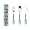 Cartoon world map Children's three-piece knife, fork and spoon set, made of plastic PP and 430 stainless steel, portable view 1