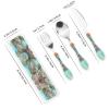 Cartoon world map Children's three-piece knife, fork and spoon set, made of plastic PP and 430 stainless steel, portable view 2