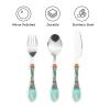 Cartoon world map Children's three-piece knife, fork and spoon set, made of plastic PP and 430 stainless steel, portable view 3