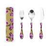 Beautiful Orchids Children's three-piece knife, fork and spoon set, made of plastic PP and 430 stainless steel, portable view 1