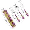 Beautiful Orchids Children's three-piece knife, fork and spoon set, made of plastic PP and 430 stainless steel, portable view 2