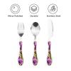Beautiful Orchids Children's three-piece knife, fork and spoon set, made of plastic PP and 430 stainless steel, portable view 3
