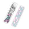 A flock of flamingos Children's three-piece knife, fork and spoon set, made of plastic PP and 430 stainless steel, portable view 4