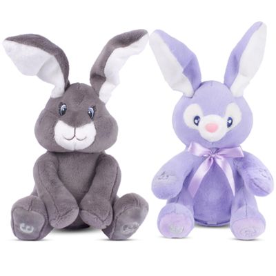 Dimple Milo and Bella Stuffed Bunny Toy Set - Animated Interactive Baby Bunny with Peek-a-Boo Feature and Singing Songs - Baby Easter Gifts for Kids, Boys, Girls- Baby Plush Toy Gift for Ages 0 and Up