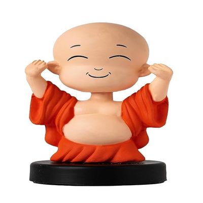 Agroha Beige Buddha Bobble Head Figurine Happy Buddha Nodding Car Dashboard Statue Lord Buddha Spring Head Sculpture Spiritual God Figurine for Car Accessory & Home Decor (Pack of 1)