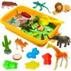 Carolart Jungle Sensory bin,Safari Animal Figures Playset Toys,Wild Forest Sandbox,Desert Animals Play Sand Set with Sensory Sand,Zoo Animal Figurines,Jungle Adventure Play Kit for Kids 3 4 5 6 7 view 1