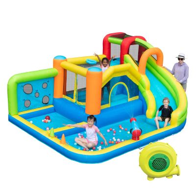 Doctor Dolphin Inflatable Water Bounce House, Inflatable Bounce House for Big Kids, Water Slide for Kids Backyard, Inflatable Water Park Bouncy House with Blower for Outdoor