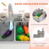INFANS Corner Kids Kitchen Playset, Toddler Wooden Pretend Cooking Set with Real Running Water Circulation Realistic Light Sound Stove Storage Cabinet Removable Sink Simulation Play Kitchen Toy view 3
