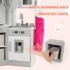 INFANS Corner Kids Kitchen Playset, Toddler Wooden Pretend Cooking Set with Real Running Water Circulation Realistic Light Sound Stove Storage Cabinet Removable Sink Simulation Play Kitchen Toy view 4