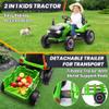 24V 7Ah Ride On Tractor w/Tiltable & Detachable Trailer, Anrli Kids Electric Vehicles Tractor w/400W Motors, Adjustable Seat, Remote Control, Bluetooth, Music, Power Tractor Wheels for Boys, Green view 2