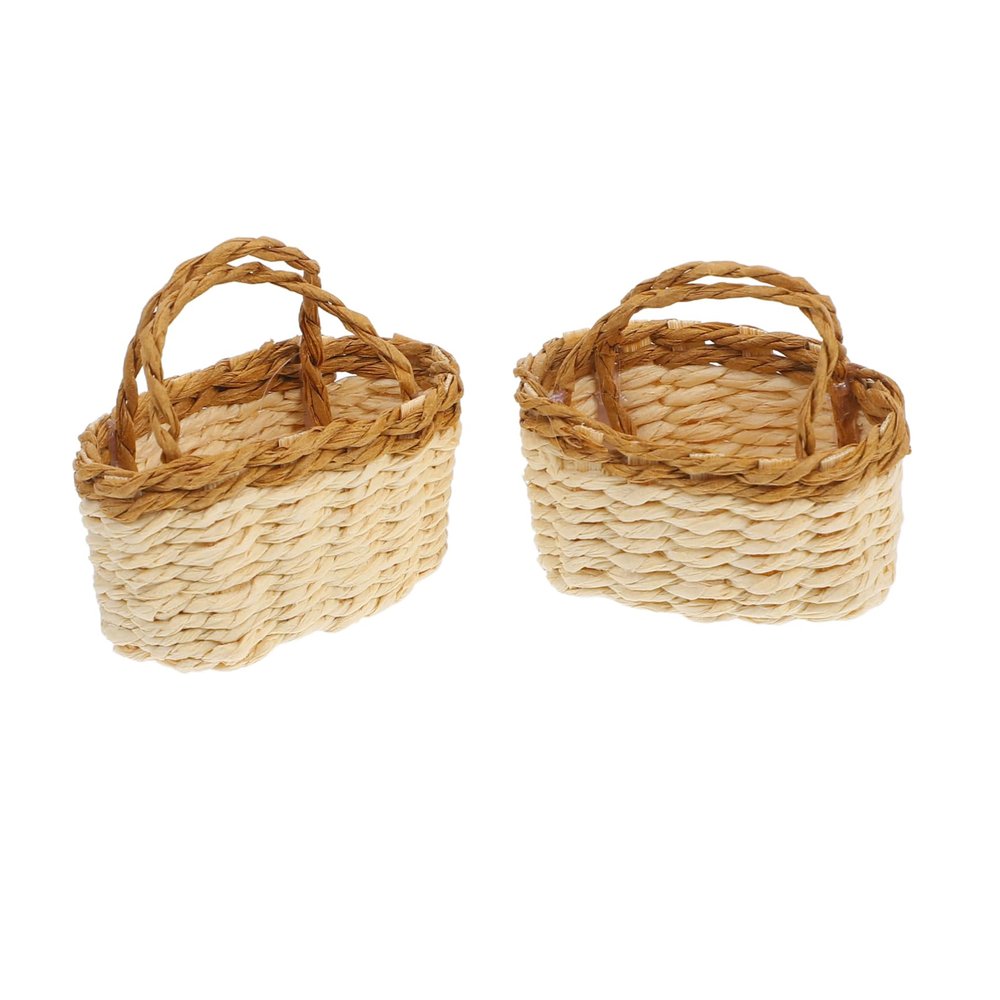 Cabilock Sustainable Mini Baskets Woven Paper Rattan Perfect for Decor Dollhouse Accessories