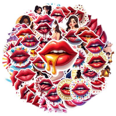 100Pcs Cartoon Lip Stickers, Waterproof Kiss Sticker for Water Bottle Laptop Phone Cases Planner Skateboard Luggage Helmet Party Favor Decor, Ideal for Adults Teens Teacher Rewards C1R8Z