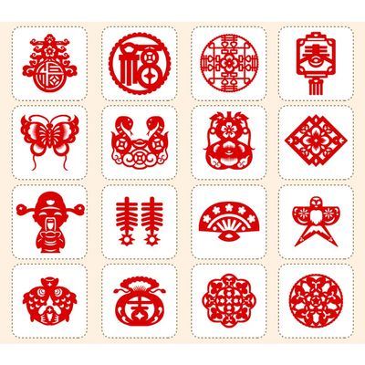 30PCS/36PCS Chinese Paper Cutting Kit, Red Fun Paper Art Crafts Kits for Window Decoration Spring Festival Chinese New Year Celebration Activity, Creative Handmade Paper-Cut