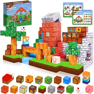 Goody King Magnetic Blocks |200PCS Magnetic Building Cube Game, Constructions Toys for Boys & Girls Age 3-4, 5 6 7 8 9 10, STEM Montessori Stacking Toy, Sensory Tiles Building Birthday for Toddlers