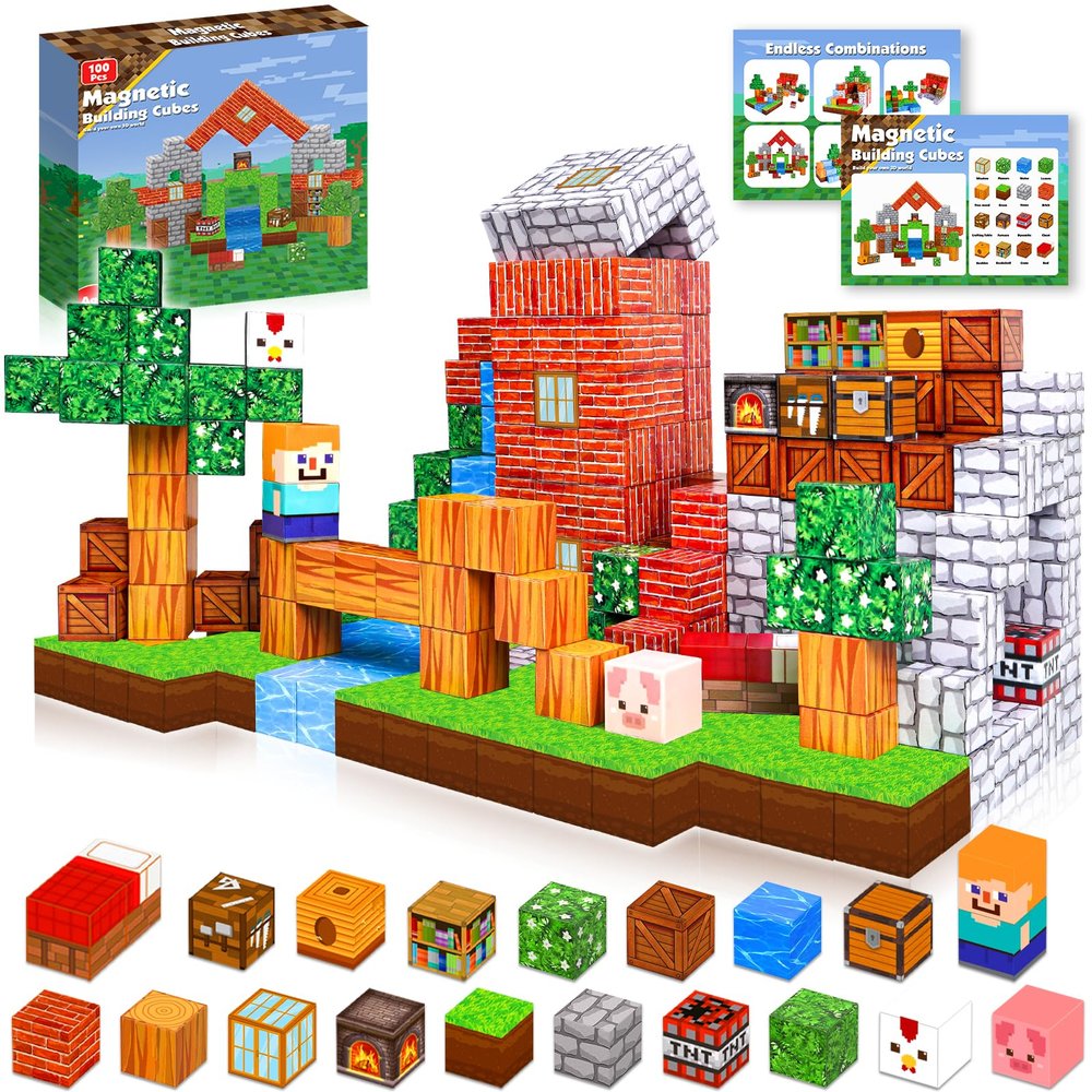 Goody King Magnetic Blocks |200PCS Magnetic Building Cube Game, Constructions Toys for Boys & Girls Age 3-4, 5 6 7 8 9 10, STEM Montessori Stacking Toy, Sensory Tiles Building Birthday for Toddlers