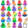 24 Pack Valentine Day Color Changing Rubber Ducks,Jeep Ducks for Ducking Baby Bath Beach Toys Easter Basket Stuffer Party Favors Mini Ducks for Pool Water Activity view 1