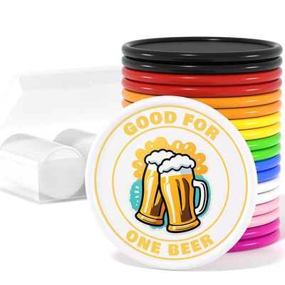 500 Custom Poker Chips, Personalized Drink Tokens with Own Logo, Image and Text, Double Side UV Full Color Printing Drink Chips for Bar, Party, Business Cards, Company Logo and Promotions (White)