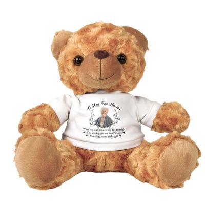 A Hug From Heaven - Teddy Bear With Personalized Photo Shirt, Hug from Heaven Teddy Bear, Personalized Memorial Teddy Bear, Custom Photo Sympathy Gift For Loss of Loved Ones Mom Dad